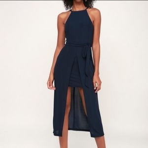 Lulu's Navy Blue High Neck Dress
